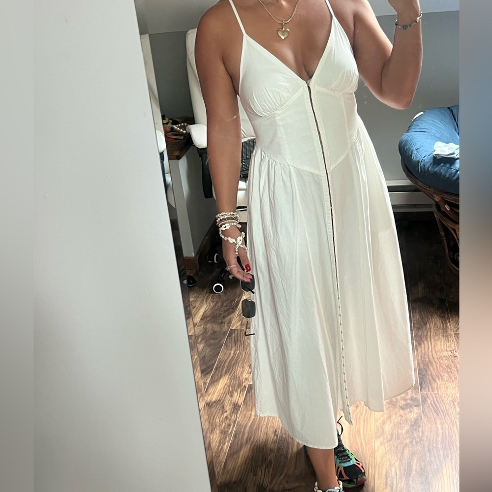 UO Long white trendy corset dress